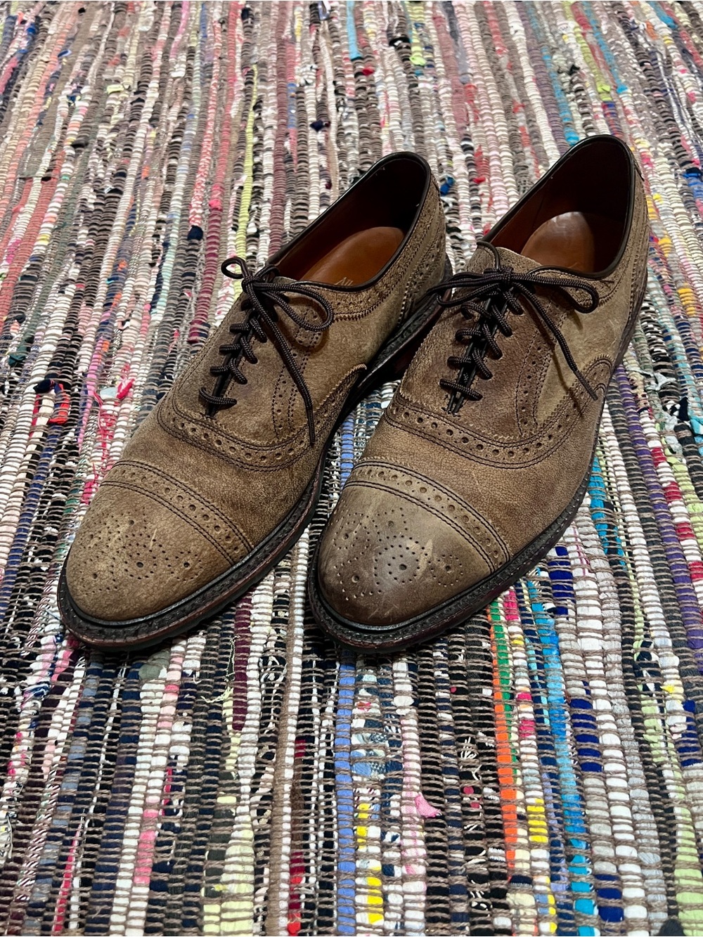 Allen Edmonds Brown Suede Cap-Toe Brogue Oxfords